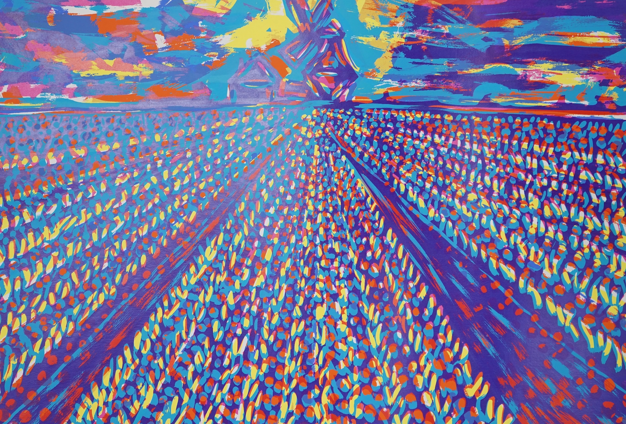 David Smith (British, 1930-1999), six colour screenprints, to include: 'Amsterdam', 'Tulip Fields in Holland' and 'Street Scenes' some signed in pencil and limited edition, largest 101 x 77cm, unframed. Provenance; from